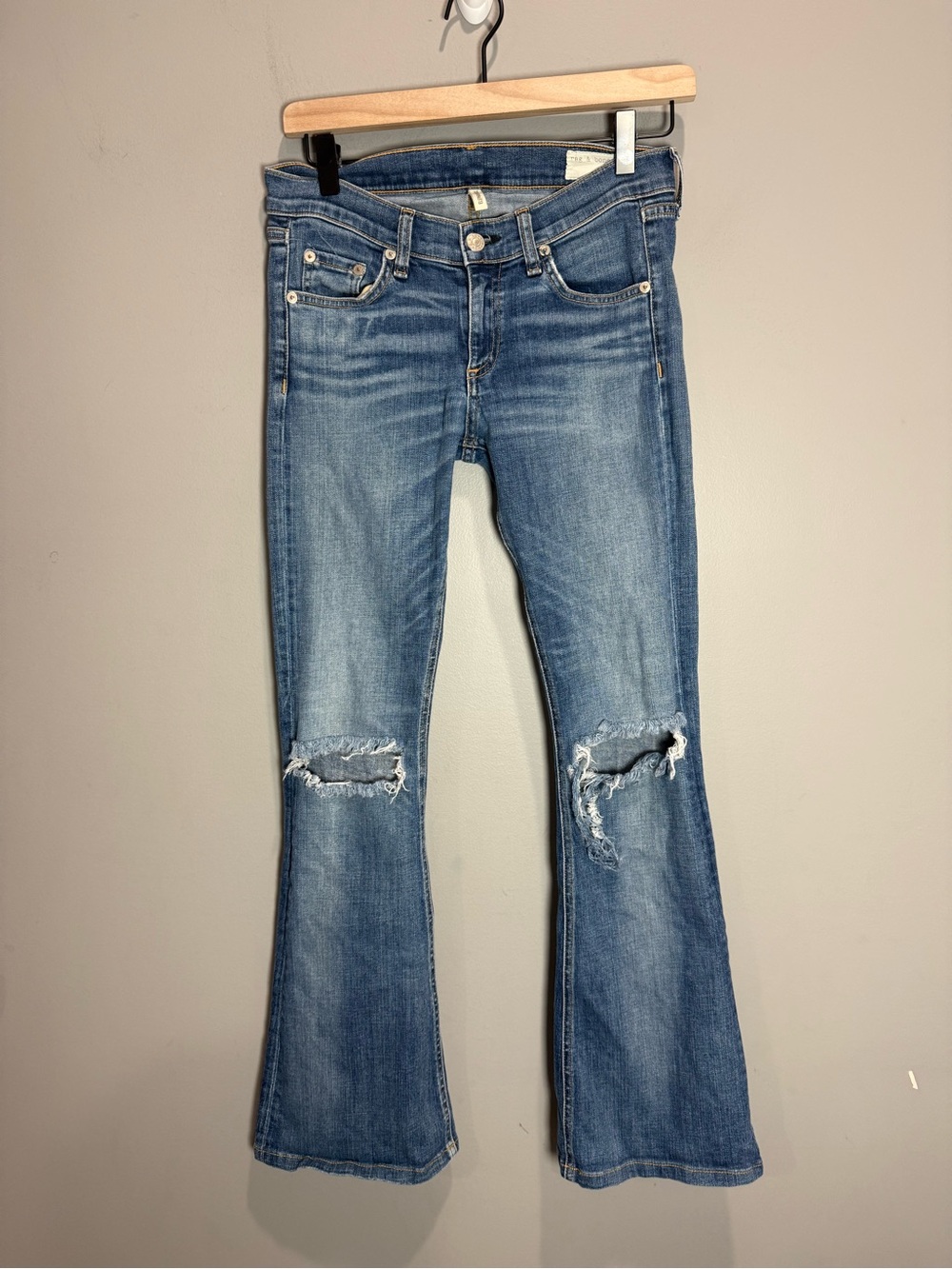 Rag & Bone Elephant Bell Jeans Size 26 Distressed Flare Blue Denim